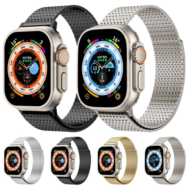 Skorter | For Apple Watch Series 9 45mm Milanese Loop Magnetic Closure Stainless Steel Bracelet (Black)