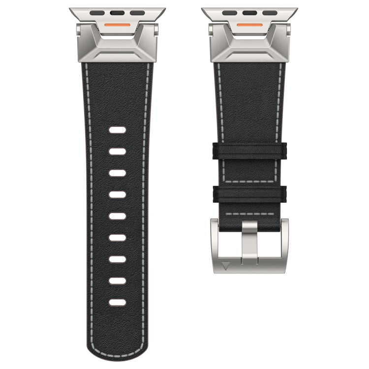 Skorter | For Apple Watch 42mm Mecha Style Leather Watch Band (Black Napa)