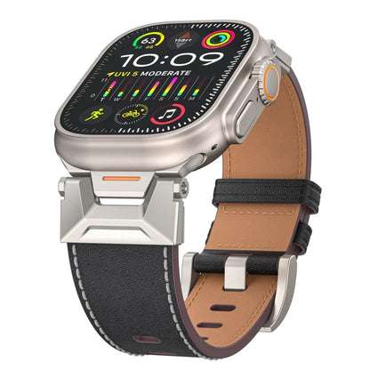 Skorter | For Apple Watch 42mm Mecha Style Leather Watch Band (Black Napa)