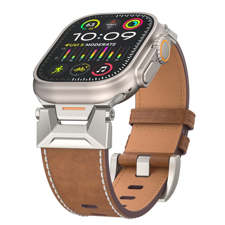 Skorter | For Apple Watch 42mm Mecha Style Leather Strap (Dark Brown)