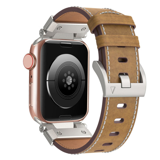 Skorter | For Apple Watch 42mm Mecha Style Leather Watch Band (Light Brown)