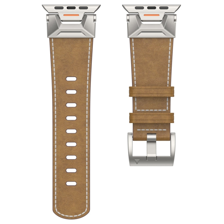 Skorter | For Apple Watch 42mm Mecha Style Leather Watch Band (Light Brown)
