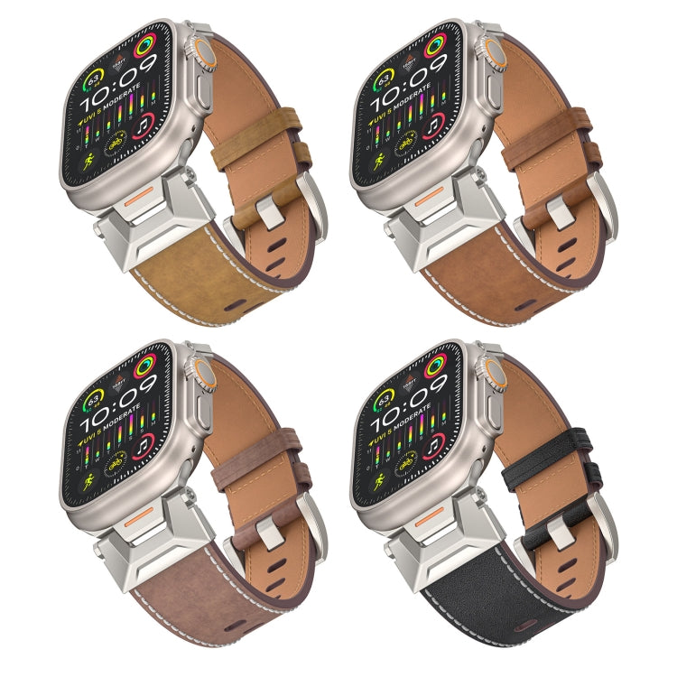 Skorter | For Apple Watch 42mm Mecha Style Leather Watch Band (Light Brown)