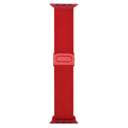 Skorter | For Apple Watch SE 2023 44mm Carbon Fiber Texture Snap Buckle Nylon Strap (Red)