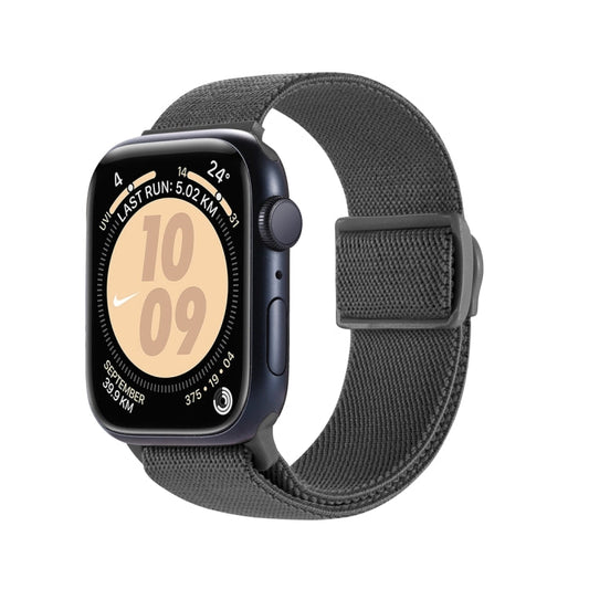 Skorter | For Apple Watch SE 2023 44mm Carbon Fiber Texture Snap-Buckle Nylon Watch Band (Gray)