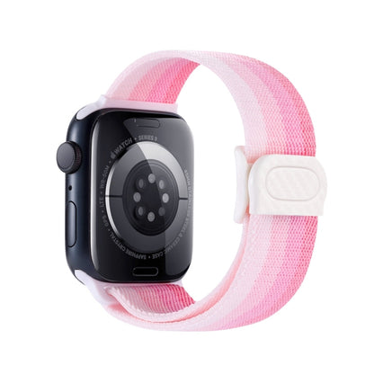 Skorter | For Apple Watch SE 2023 44mm Carbon Fiber Texture Snap Buckle Nylon Watch Band (Gradient Pink)