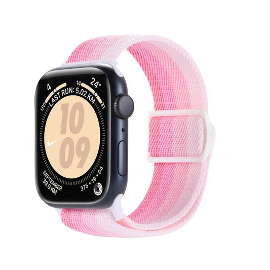 Skorter | For Apple Watch SE 2023 44mm Carbon Fiber Texture Snap Buckle Nylon Watch Band (Gradient Pink)