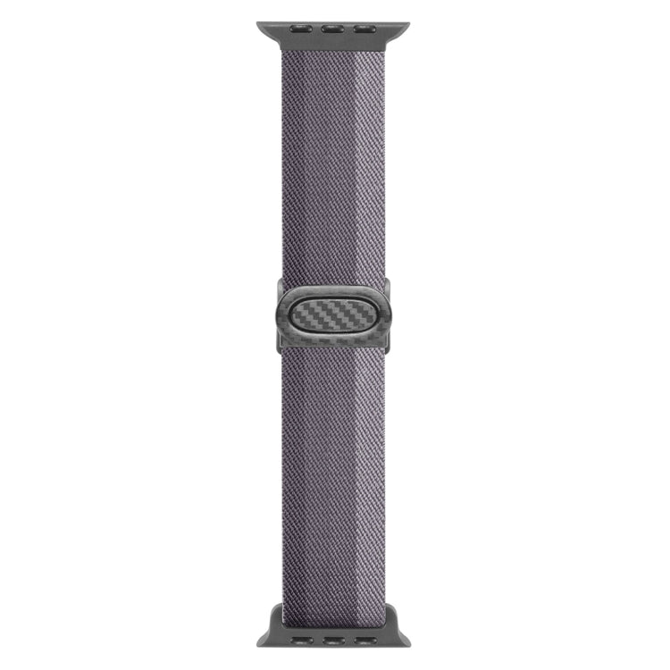 Skorter | For Apple Watch SE 2023 44mm Carbon Fiber Texture Snap Buckle Nylon Watch Band (Gradient Gray)