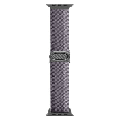 Skorter | For Apple Watch SE 2023 44mm Carbon Fiber Texture Snap Buckle Nylon Watch Band (Gradient Gray)