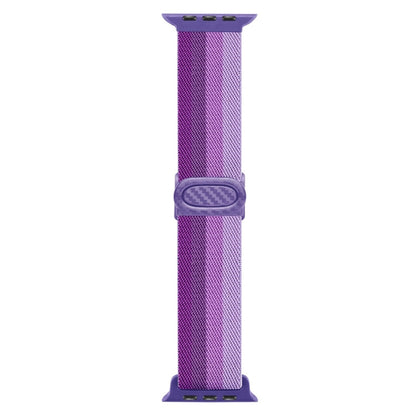 Skorter | For Apple Watch SE 2023 44mm Carbon Fiber Texture Snap Buckle Nylon Watch Band (Gradient Purple)