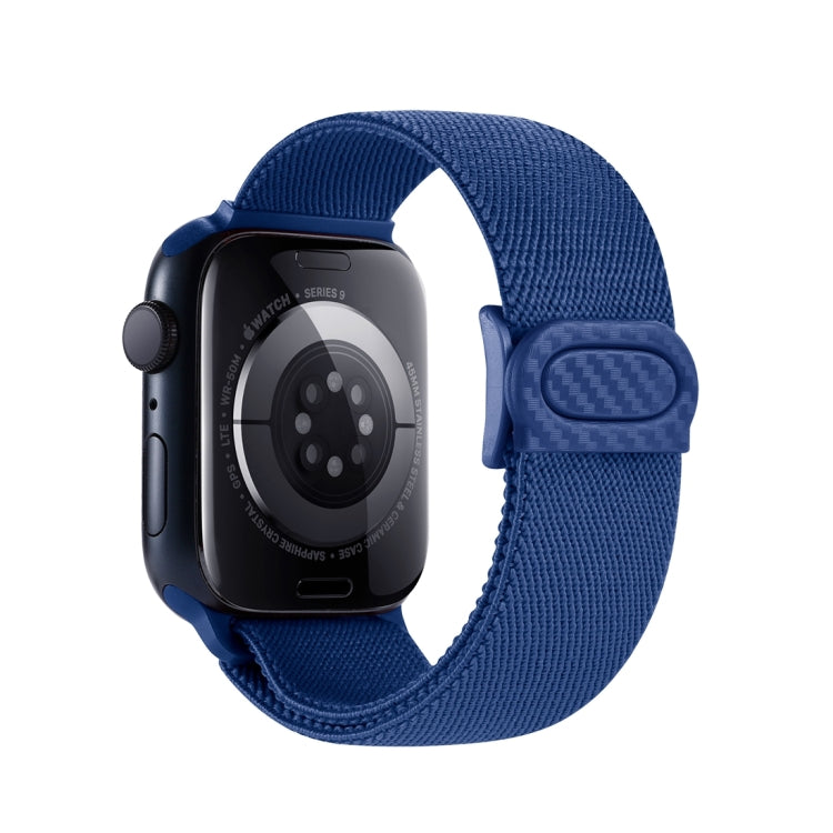 Skorter | For Apple Watch SE 2023 44mm Carbon Fiber Texture Snap Closure Nylon Watch Band (Blue)