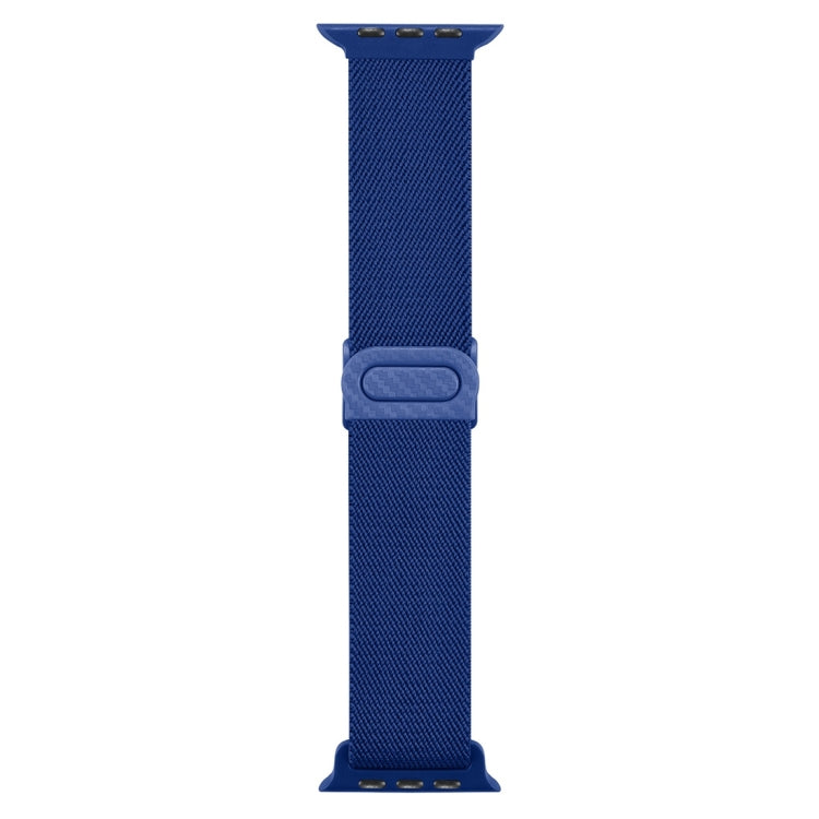 Skorter | For Apple Watch SE 2023 44mm Carbon Fiber Texture Snap Closure Nylon Watch Band (Blue)