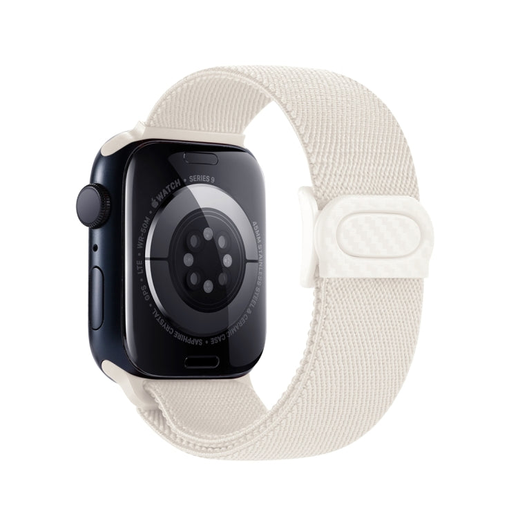 Skorter | For Apple Watch SE 2023 44mm Carbon Fiber Texture Snap-Buckle Nylon Watch Band (Starlight)
