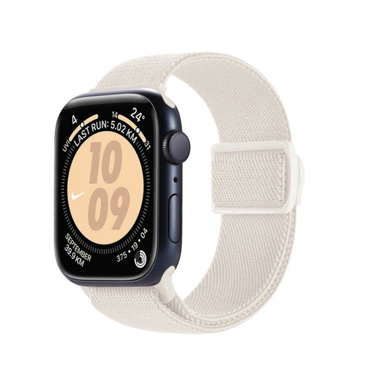 Skorter | For Apple Watch SE 2023 44mm Carbon Fiber Texture Snap-Buckle Nylon Watch Band (Starlight)