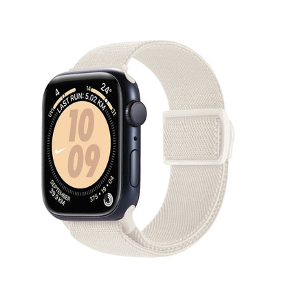 Skorter | For Apple Watch SE 2023 44mm Carbon Fiber Texture Snap-Buckle Nylon Watch Band (Starlight)
