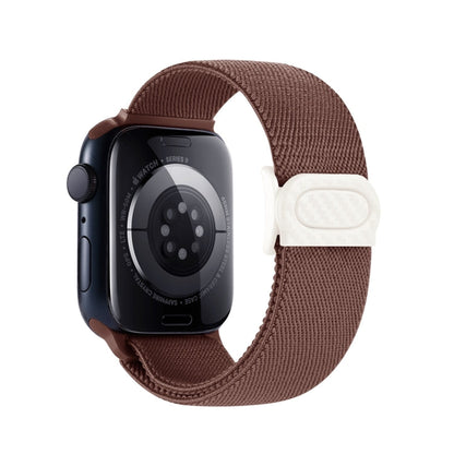 Skorter | For Apple Watch SE 2023 44mm Carbon Fiber Texture Snap-Buckle Nylon Watch Band (Smoke Purple)