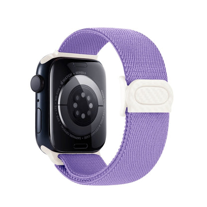 Skorter | For Apple Watch SE 2023 44mm Carbon Fiber Texture Snap Closure Nylon Watch Band (Purple)