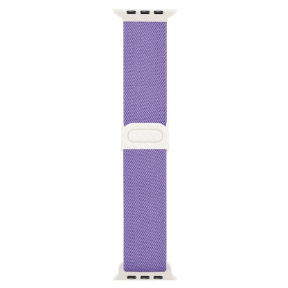 Skorter | For Apple Watch SE 2023 44mm Carbon Fiber Texture Snap Closure Nylon Watch Band (Purple)