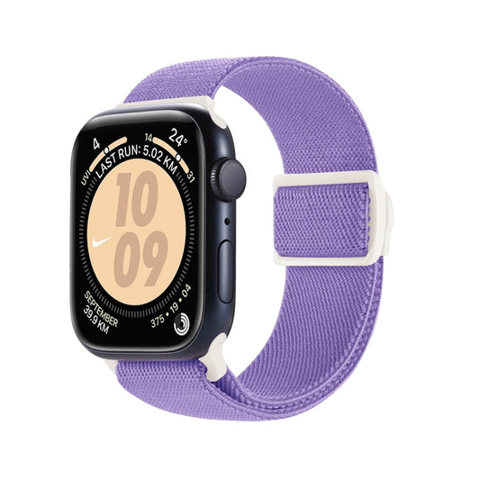 Skorter | For Apple Watch SE 2023 44mm Carbon Fiber Texture Snap Closure Nylon Watch Band (Purple)