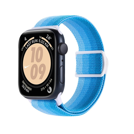 Skorter | For Apple Watch SE 2022 44mm Carbon Fiber Texture Snap-Buckle Nylon Watch Band (Gradient Blue)