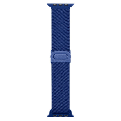 Skorter | For Apple Watch SE 2022 44mm Carbon Fiber Texture Snap Buckle Nylon Watch Strap (Blue)