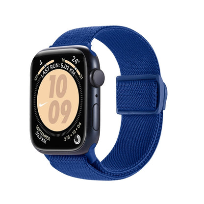 Skorter | For Apple Watch SE 2022 44mm Carbon Fiber Texture Snap Buckle Nylon Watch Strap (Blue)