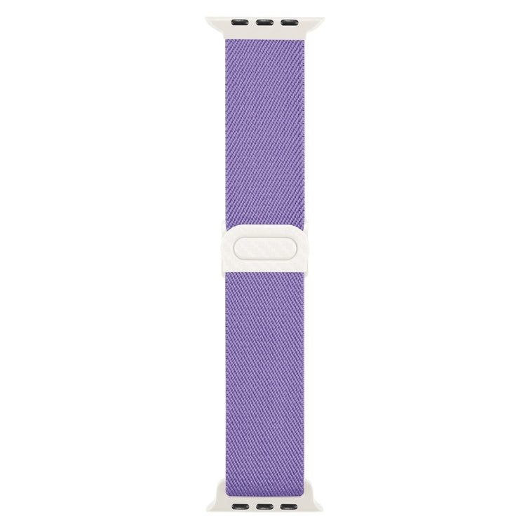 Skorter | For Apple Watch SE 2022 44mm Carbon Fiber Texture Snap Buckle Nylon Watch Band (Purple)