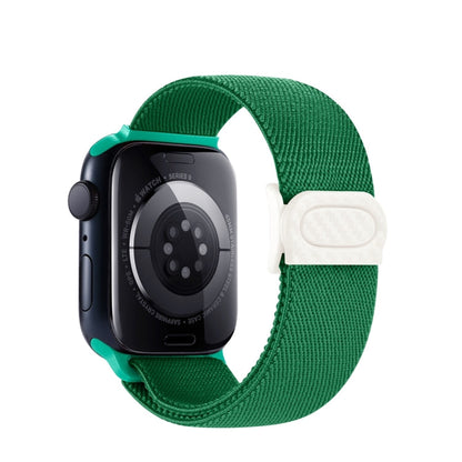 Skorter | For Apple Watch 42mm Carbon fiber texture snap clasp nylon watch band (Green)