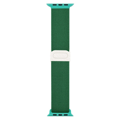 Skorter | For Apple Watch 42mm Carbon fiber texture snap clasp nylon watch band (Green)