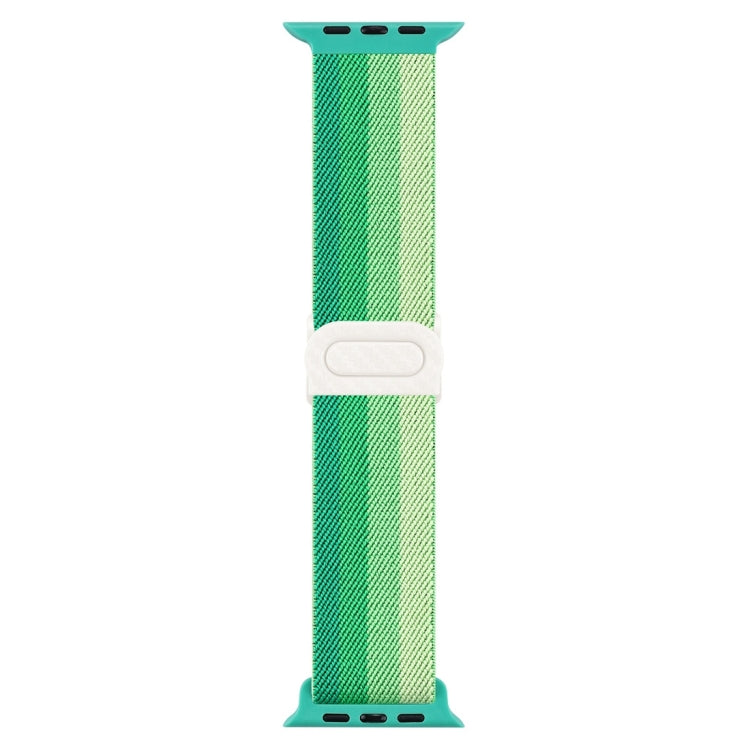 Skorter | For Apple Watch 38mm Carbon Fiber Texture Snap-Buckle Nylon Strap (Gradient Green)