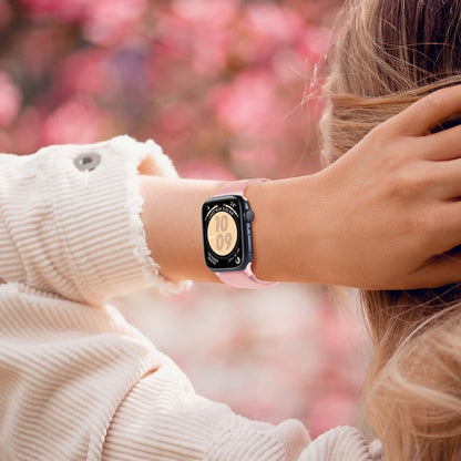 Skorter | For Apple Watch SE 2023 44mm Carbon Fiber Texture Snap Buckle Nylon Watch Band (Pink)
