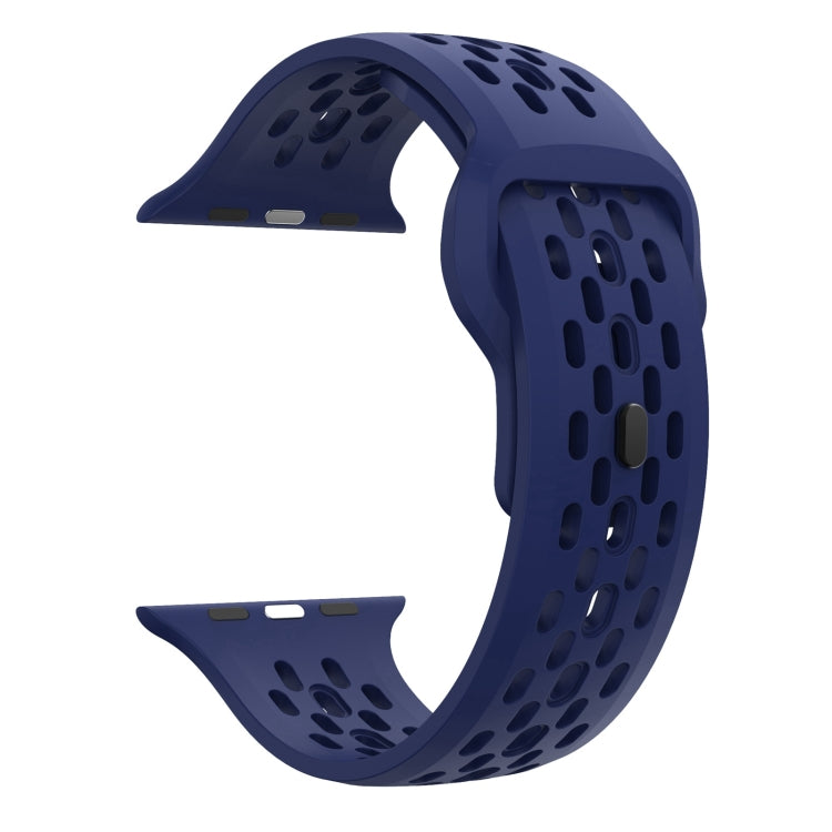 Skorter | For Apple Watch SE 2022 44 mm Oval Holes Fluororubber Watch Band (Midnight Blue)