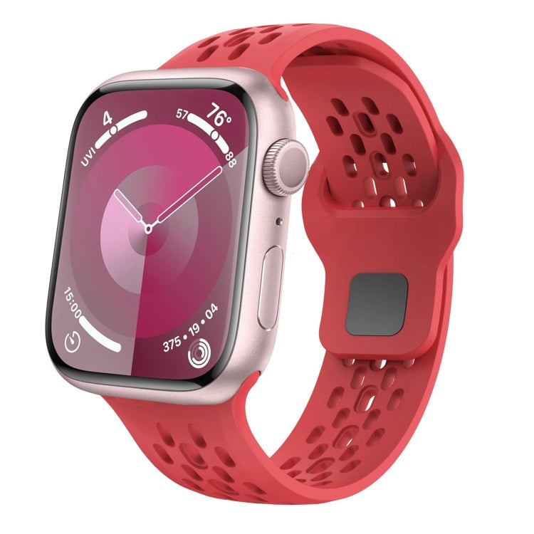 Skorter | For Apple Watch 42mm Oval Holes Fluororubber Strap (Red)