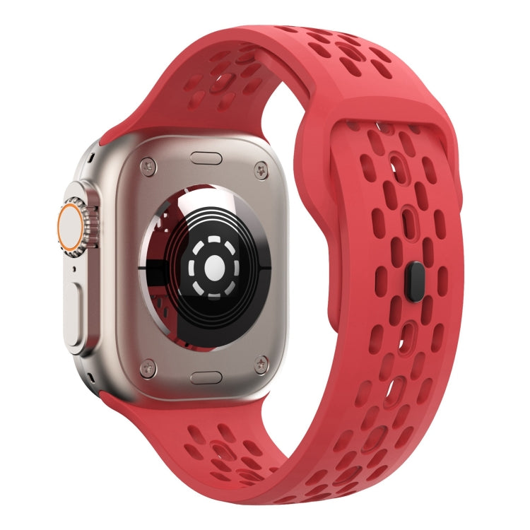 Skorter | For Apple Watch 42mm Oval Holes Fluororubber Strap (Red)