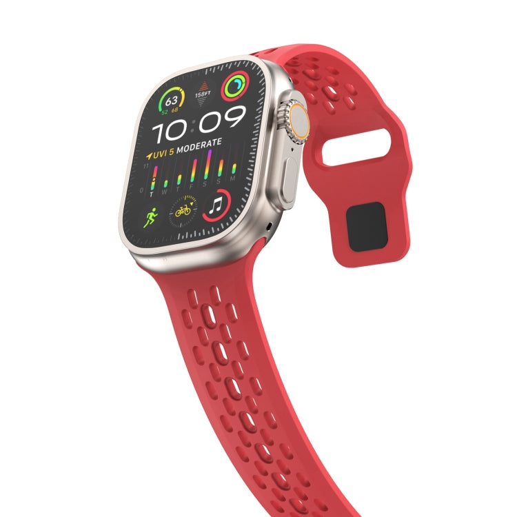 Skorter | For Apple Watch 42mm Oval Holes Fluororubber Strap (Red)