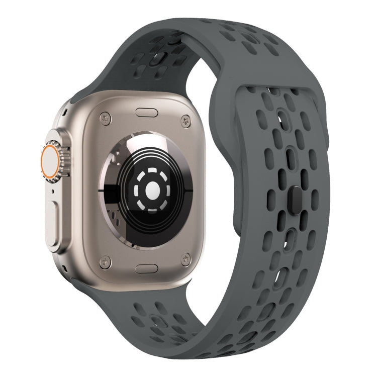 Skorter | For Apple Watch 42mm Oval Holes Fluoro Rubber Band (Dark Grey)