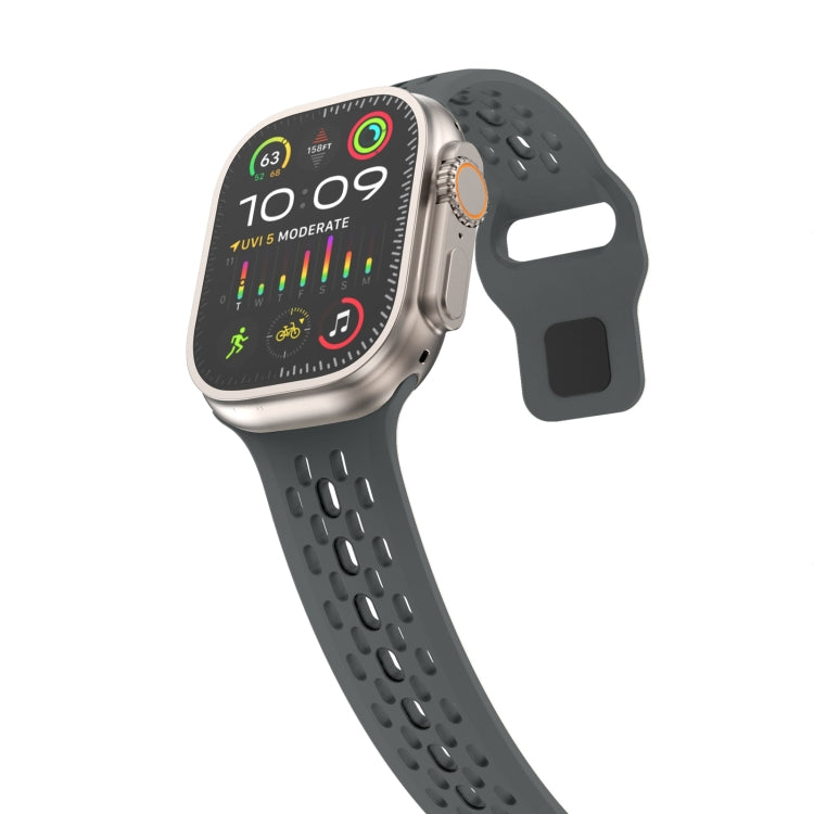 Skorter | For Apple Watch 42mm Oval Holes Fluoro Rubber Band (Dark Grey)