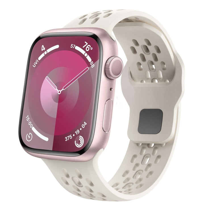 Skorter | For Apple Watch 42mm Oval Holes Fluoro Rubber Watch Band (Starlight)