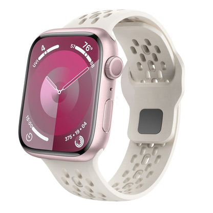 Skorter | For Apple Watch 42mm Oval Holes Fluoro Rubber Watch Band (Starlight)