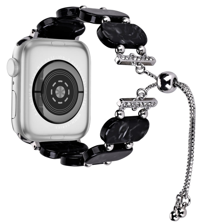 Skorter | For Apple Watch SE 2023 40mm Resin Retractable Chain Watch Band (Black Flower)