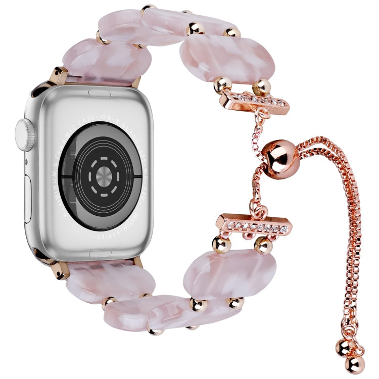 Skorter | For Apple Watch SE 2023 40mm Resin Telescope Chain Watch Band (Pink Flower)