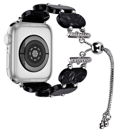 Skorter | For Apple Watch 42mm Resin Retractable Chain Watch Band (Black Flower)