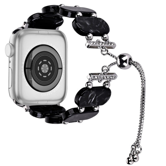 Skorter | For Apple Watch 42mm Resin Retractable Chain Watch Band (Black Flower)