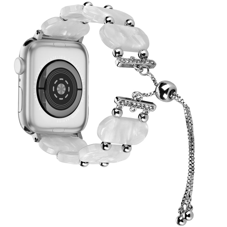 Skorter | For Apple Watch 38mm Resin Telescopic Chain Watch Strap (Pearl White)