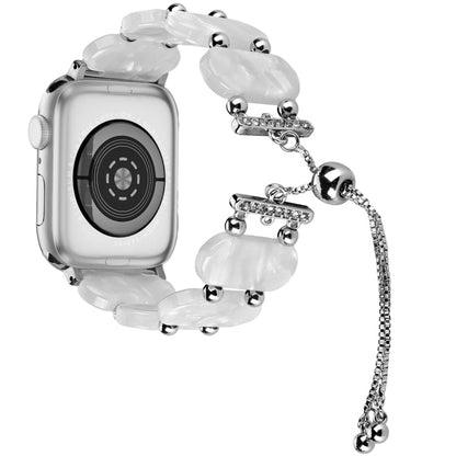 Skorter | For Apple Watch 38mm Resin Telescopic Chain Watch Strap (Pearl White)