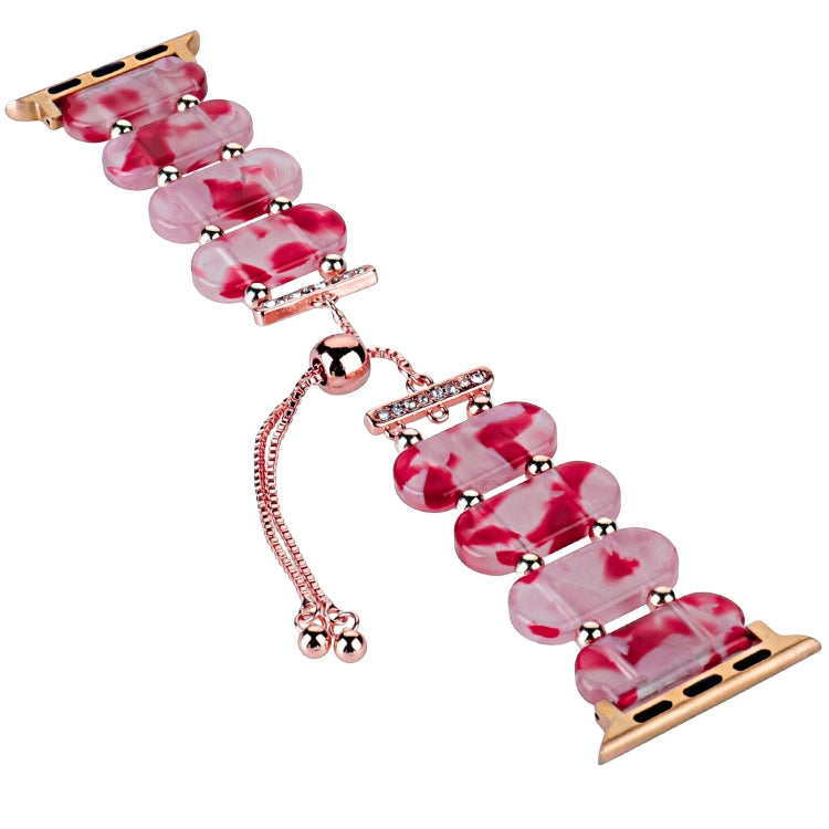 Skorter | For Apple Watch 38mm Resin Telescopic Chain Watch Band (Pink Red)