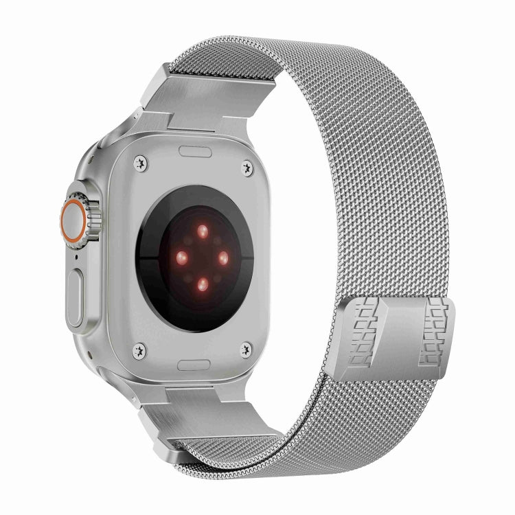 Skorter | For Apple Watch 42mm Mecha Style Milan Metal Watch Band (Titanium Silver)