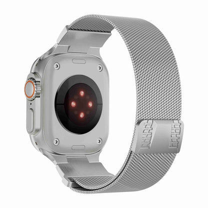 Skorter | For Apple Watch 42mm Mecha Style Milan Metal Watch Band (Titanium Silver)