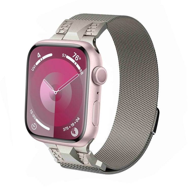 Skorter | For Apple Watch 42mm Mecha Style Milanese Metal Band (Starlight)