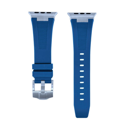 Skorter | For Apple Watch SE 2023 44mm Loners Liquid Silicone Watch Band (Silver Midnight Blue)